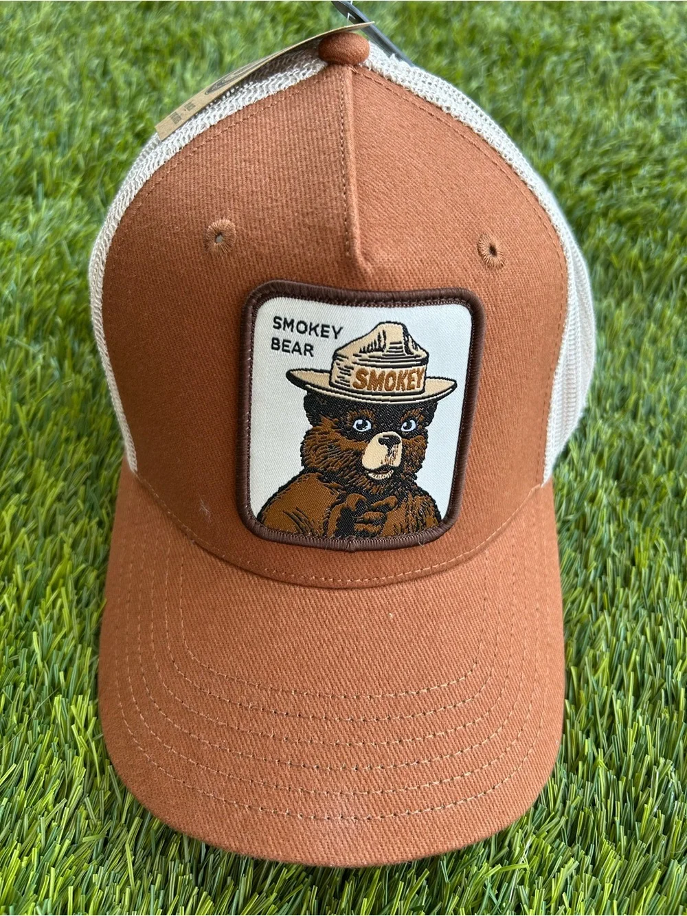 Smokey Bear Trucker Hat - Rust with White Mesh